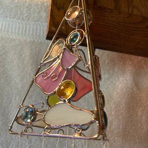STAINED GLASS LARGE WIND CHIME STAIN GLASS ANGELS